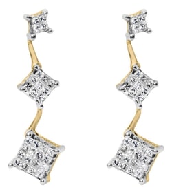 14K Yellow Gold 1 cttw Princess Cut Diamond Earrings (H-I, SI1-SI2)