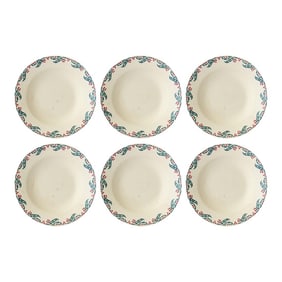 1920s French Sarreguemines Creamware "Holly" Bowls, Set of Six