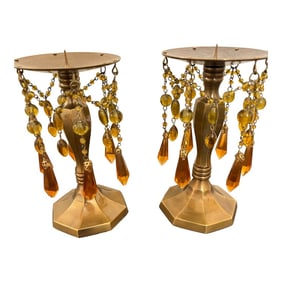 Brass and Amber Prism's Candle Holders