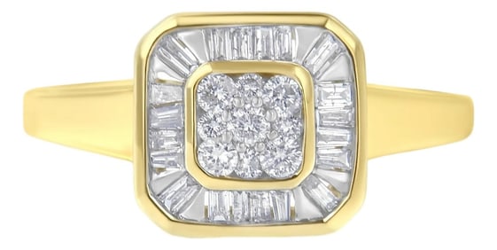 10K Yellow Gold Diamond Cocktail Ring (1/2 Cttw, I-J Color, SI2-I1 Clarity) - Size 7-1/2