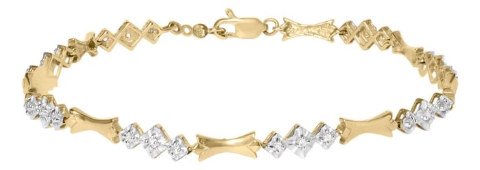 10k Gold 1/3 Cttw Diamond Miracle Set Alternating Bar and Link Bracelet (I-J Color, I1-I2 Clarity) -
