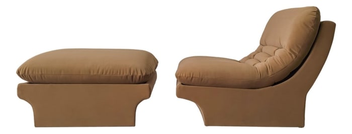 Mid Century Scoop Slipper Chair and Ottoman by Vladimir Kagan
