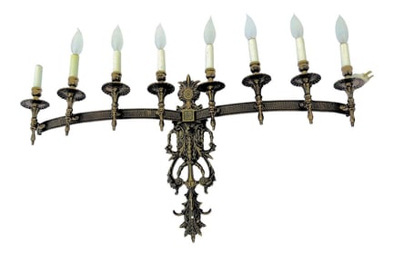 1950s Hollywood Regency 8 Light Single Brass Wall Sconce