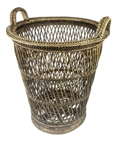 Tall Rustic Rattan Hamper Bin Basket