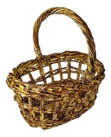 Vintage Tortoise Shell Designed Wicker Basket