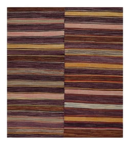 Handwoven Stripe Pattern Scandinavian Style Persian Kilim Rug 6'2"³ X 7'0"³