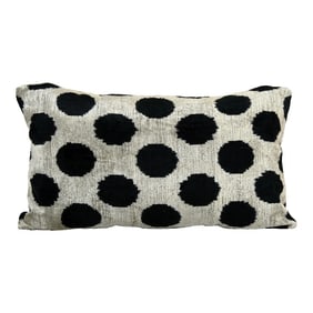 Black Ikat Velvet Pillow Cover 16" X 24"