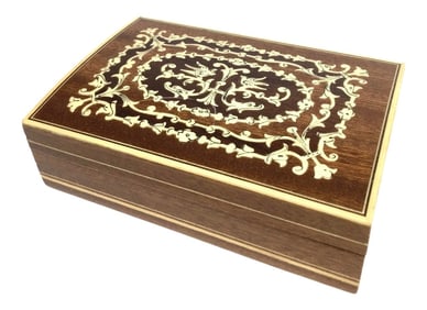 French Artisan Vintage Wood Lidded Treasure Trinket Box