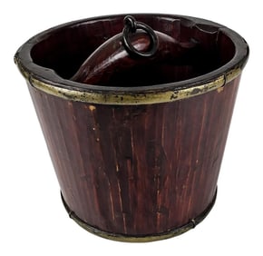 Antique Heavy Chinese Wood Rice or Water Bucket