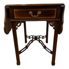 1990's Sherrill Furniture Pembroke Chinoiserie Drop Leaf Table