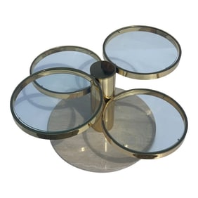 Leon Rosen for Pace Collection Brass Marble Multi-Circle Coffee Table