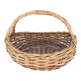 Large Rustic European Woven Rattan/Wicker Gathering Basket