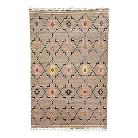 Tan Modern Moroccan Style Handmade Tribal Designed Wool Rug