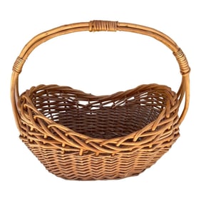 Woven Rattan W/Braided Edge Gathering Basket