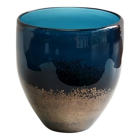 Handcrafted Deep Teal Bronze Ombre Vase "Lazy Susan"