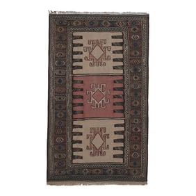 Vintage Turkish Soumac Kilim Rug 3'2'' X 5'6''