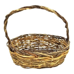 Vintage Rustic Willow Woven Branch Twig Basket