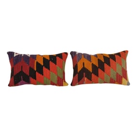 Geometric Turkish Kilim Pillow Cover - a Pair