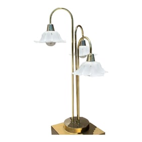 1960s Hollywood Regency Brass Waterfall Table Lamp