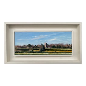Nicholas Smith, Daffodil Fields English Landscape Painting by Contemporary Photorealist Artist, 2017
