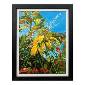 Colourful Original Painting of English Country Garden Flowers by British Artist