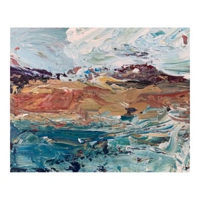Angela Wakefield, Abstract Seascape Landscape Miniature Study by Contemporary British Artist, 2020