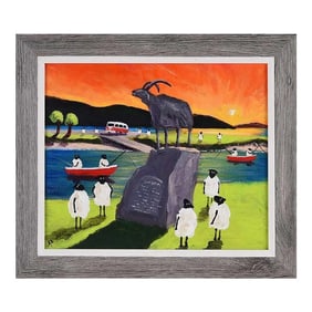 Sheep in a Vw Split Screen Camper Van Visiting Johann the Goat in Ireland