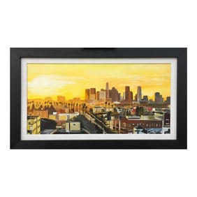 Painting of Sunset in Los Angeles California Usa by British Landscape Artist