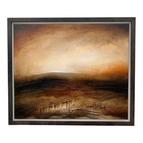 Paul Denham, Atmospheric Abstract Landscape Painting of British Moorland with Earthy Tones, 2011