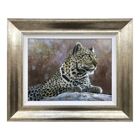 Realist Leopard Portrait Wild Cat Painting From British Wildlife Tiger Artist