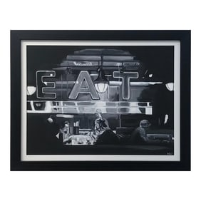 Black & White American Diner Americana Series Usa by Contemporary Urban Landscape Artist