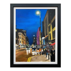 Deansgate in the Rain Manchester City Street Scene England by British Artist, 2014