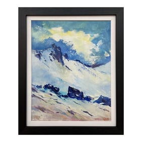 Roland A.D. Inman, Blue & White Oil Painting of the Mourne Mountains Ireland by Modern Irish Artist,