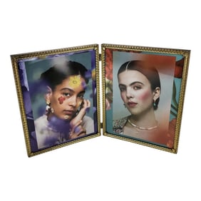 Golden Tone Vintage Double Side Desktop Photo Display