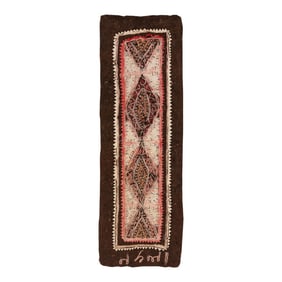 1960s Vintage Persian Highland Handmade Brown Tribal Wool Runner