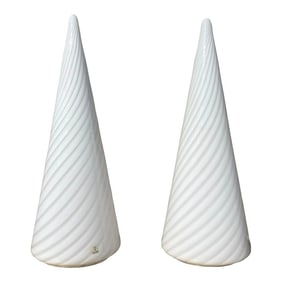 Mid-Century Murano Glass Table Lamps - Hand Blown - Vetri Murano - a Pair