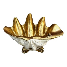 Vintage Coastal Gold Gilt Faux Clam Shell