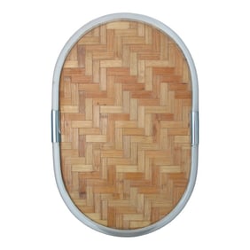 Vintage Greg Copeland Lucite Chrome and Rattan Serving Tray -Wall Art