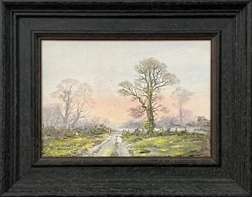 Farm Track in Wooded Landscape With Pink & Green by 20th Century British Artist, 1985 Circa