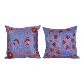 Suzani Purple Pillow Cover - a Pair