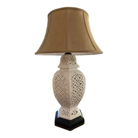1970's Italian Porcelain Blanc De Chine Ginger Jar Table Lamp