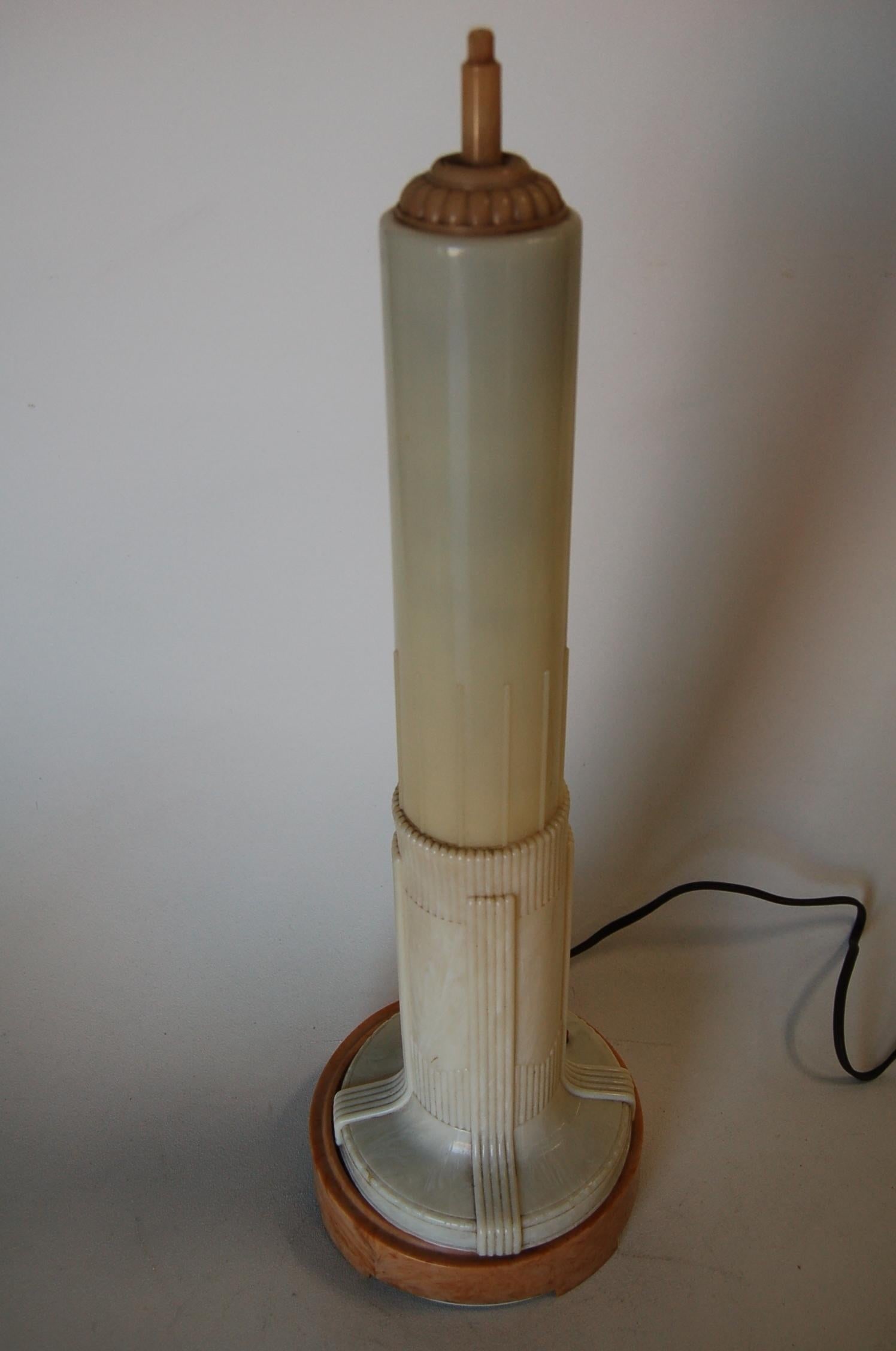 Art Deco Celluloid Empire State Building Shaped Florescent Table Lamp - 5