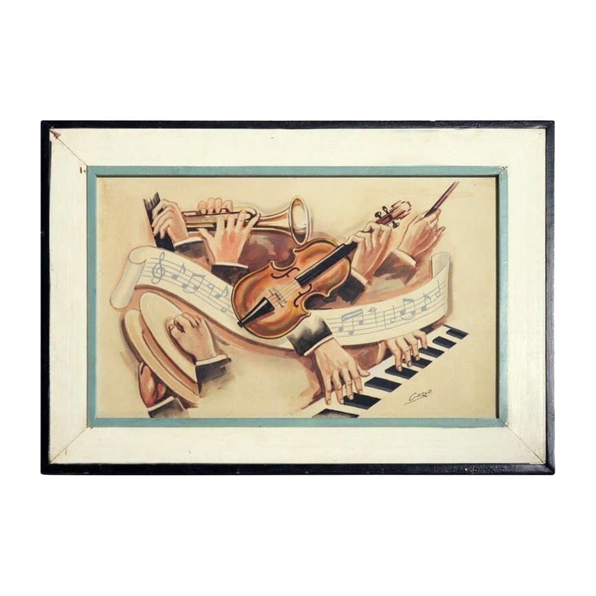 Carlo of Hollywood "Jazz Band" Watercolor Painting - 2