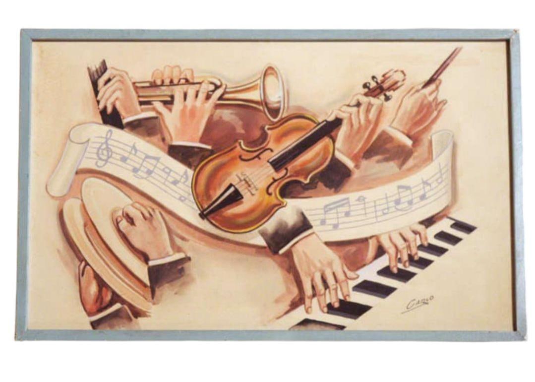 Carlo of Hollywood "Jazz Band" Watercolor Painting - 3