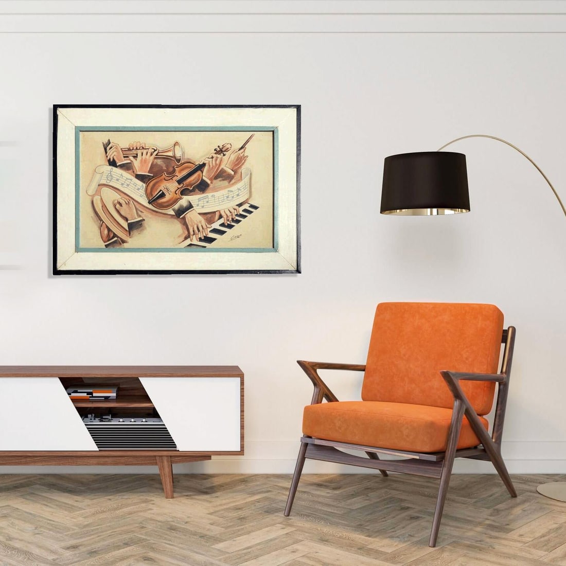 Carlo of Hollywood "Jazz Band" Watercolor Painting - 6