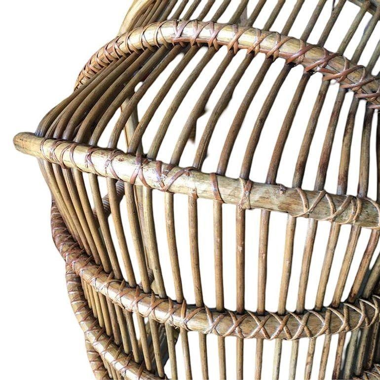 Restored Stick Reed Rattan Hanging Swing Lounge Chair - 6