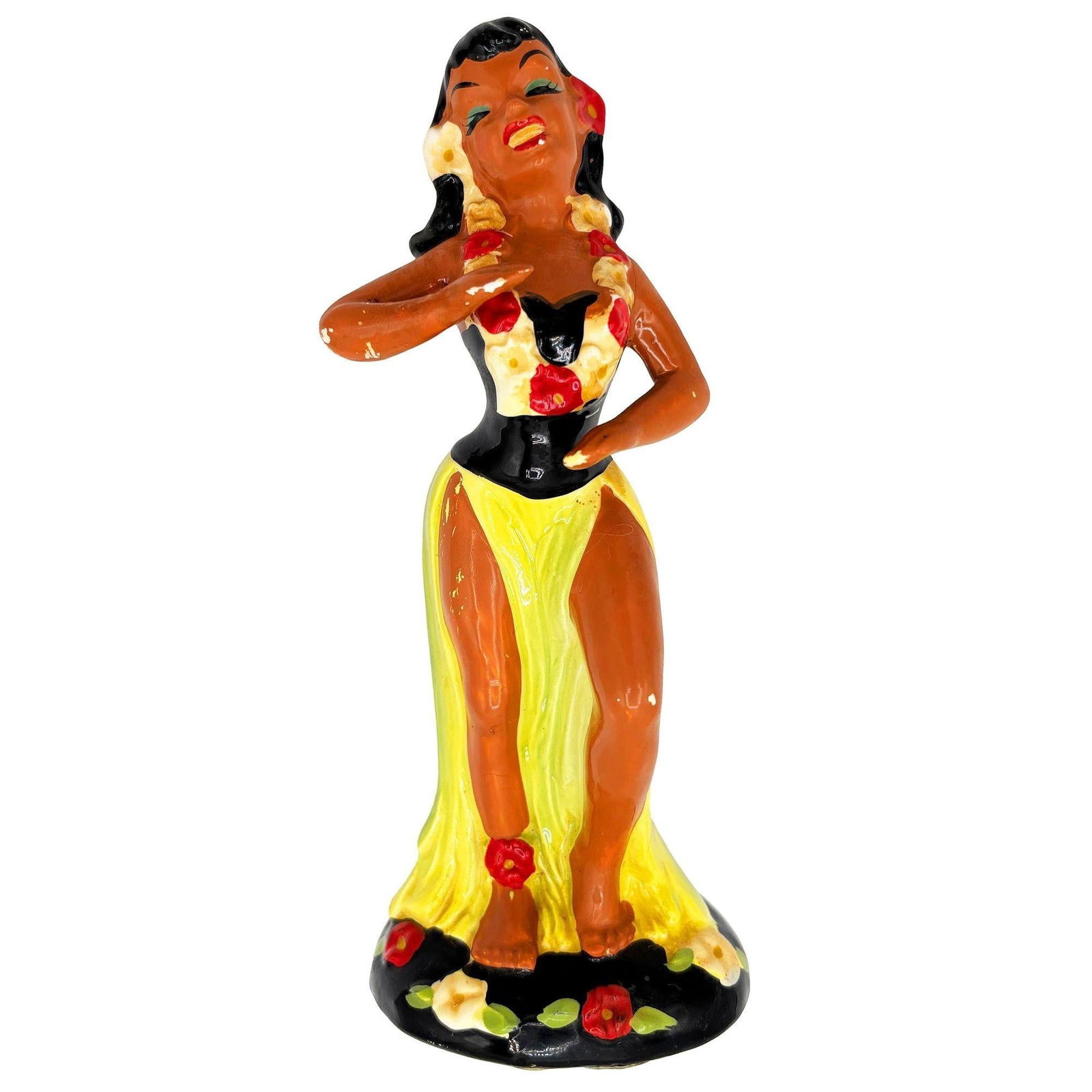 Hawaiian Hula Girl & Ukulele Player Ceramic Statue Set by Kreiss Company - 3