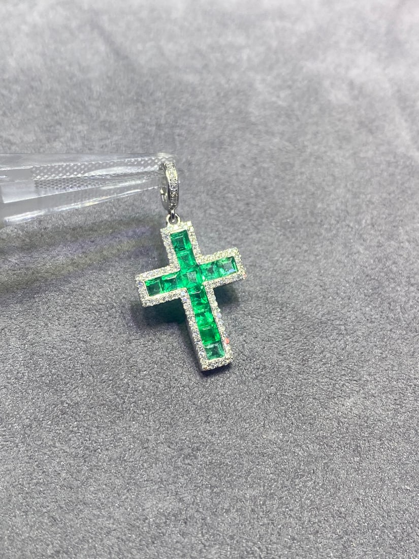 18K Gold Plated Natural Emerald Pendant - 2