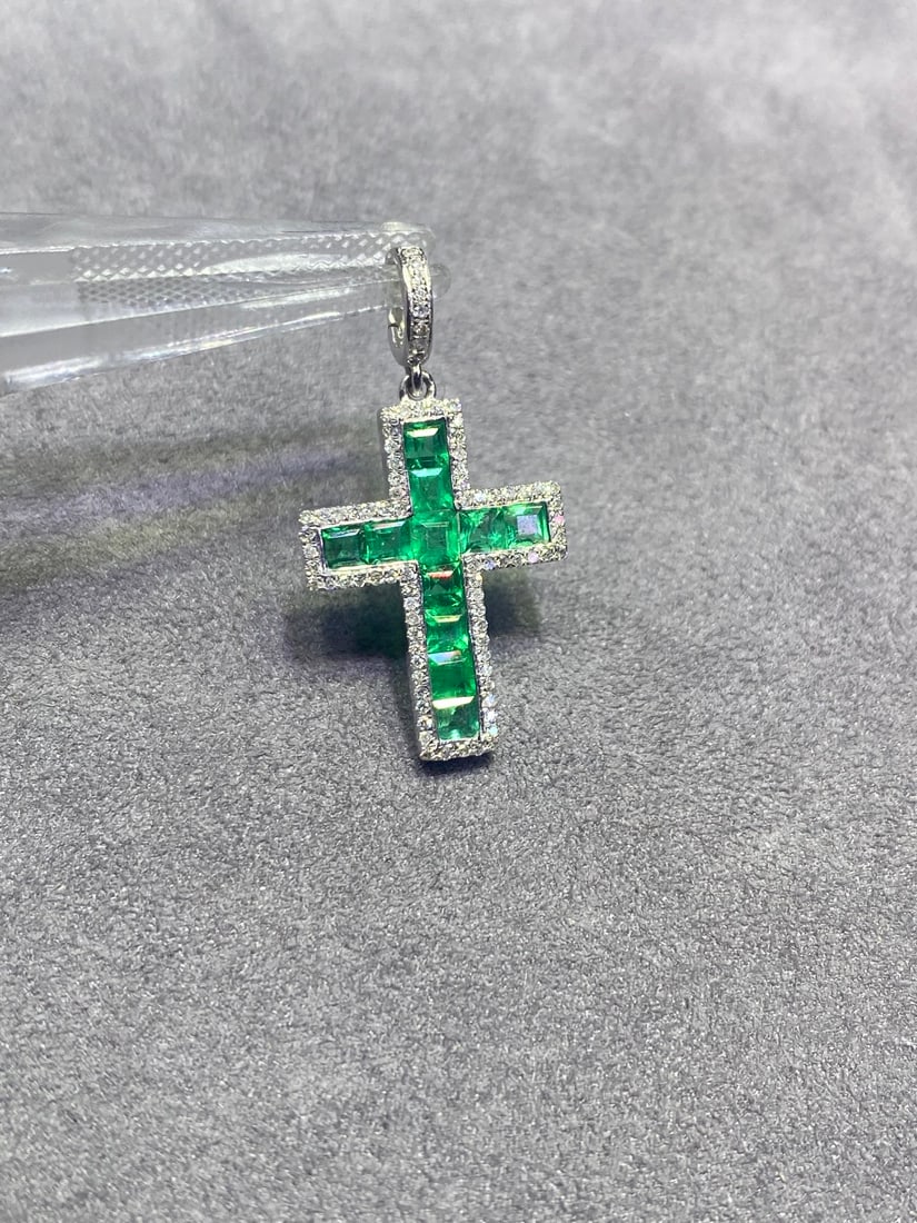 18K Gold Plated Natural Emerald Pendant - 7