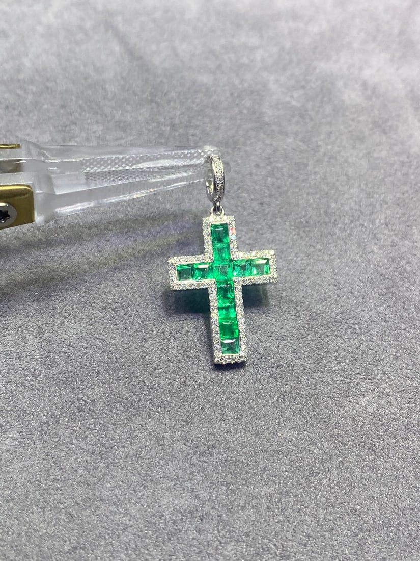 18K Gold Plated Natural Emerald Pendant - 9